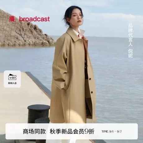 【倪妮同款】播中长款复古高智风衣女25秋新款宽松外套BDS3FD3088图片