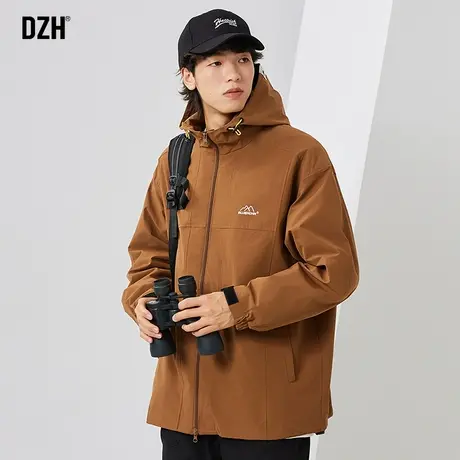 男士工装连帽外套男春秋高级感痞帅2023年新款美式冲锋衣飞行夹克商品大图