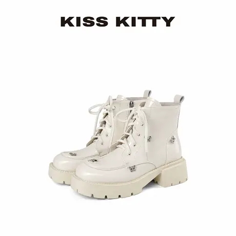 【呼呼专享】KISSKITTY马丁靴女款2025新款超火英伦风厚底白色小图片