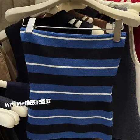 十三行2025秋季新款条纹抹胸背心韩内搭外穿针织无袖上衣修身显瘦商品大图