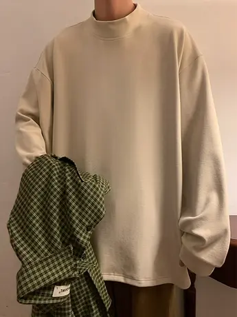 德绒打底衫男秋冬季新款半高领内搭重磅长袖情侣针织衫套头上衣服商品大图