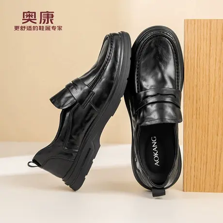 奥康 男鞋2026春季新款真皮一脚蹬休闲男士皮鞋舒适豆豆鞋N商品大图