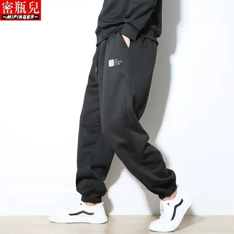 密瓶儿2023新款休闲运动裤男宽松秋季男士胖子大码潮流哈伦裤裤子商品大图