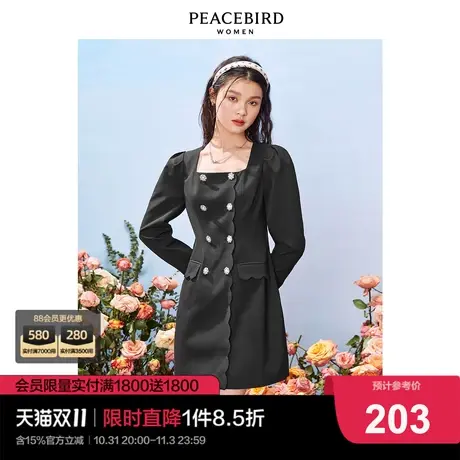 太平鸟高级感西装式连衣裙2022秋冬新款法式复古气质裙子过年战袍图片