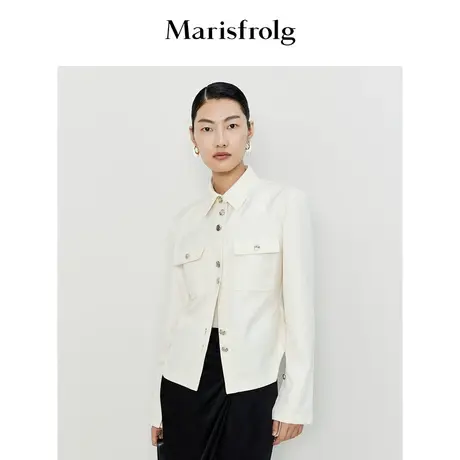 【随型外套】Marisfrolg玛丝菲尔时尚错落排扣修身收腰衬衫外套图片
