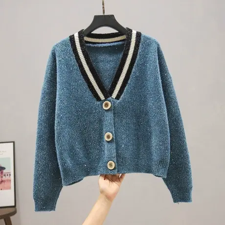 开衫2023春秋女新款爆款开衫上衣毛衣宽松外穿雪尼尔针织衫外套商品大图