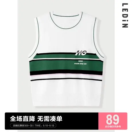 乐町休闲冬季新款运动字母针织背心女马夹C1EFC1102图片