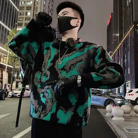 潮牌毛衣男秋冬款个性设计感保暖夜店加厚个性打底针织衫线衣体恤商品大图