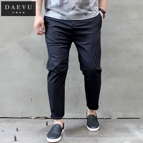 夏新款黑色弹力小脚特大号加肥加大码薄料潮胖九分裤休闲裤商品大图