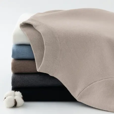 半高领毛衣男秋冬季加绒保暖一体绒加厚内搭打底衫中领针织衫线衣商品大图