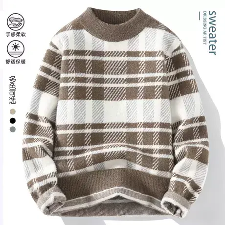 半高领毛衣男秋冬季休闲软糯毛衫外套男潮牌潮流高级感冬装线衣服商品大图