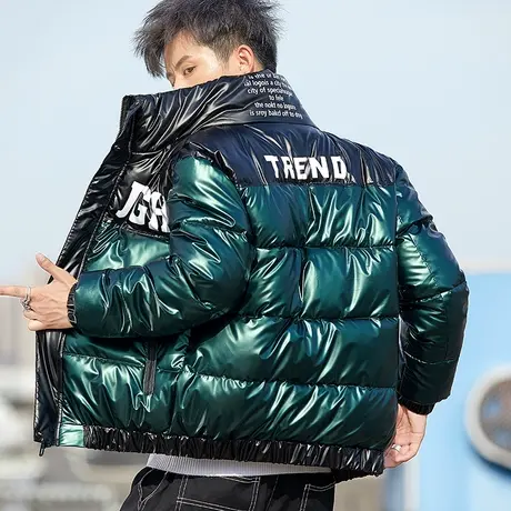 羽绒棉服2025年新款潮牌亮面棉衣男冬季加绒加厚青少年棉袄外套潮商品大图
