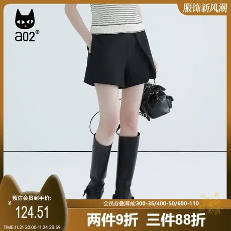 a02通勤风短裤女2025夏季新品设计感百搭休闲裤宽松开叉五分裤子商品大图