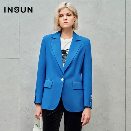 INSUN恩裳专选秋季多巴胺一粒扣醋酸西装外套商品大图