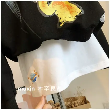 打底神器~秋冬卫衣毛衣可以露白边的打底t恤女叠穿内搭半身小裙子商品大图