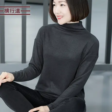 2024新款大码宽松加厚长袖t恤女春装高领妈妈中年保暖上衣打底衫图片