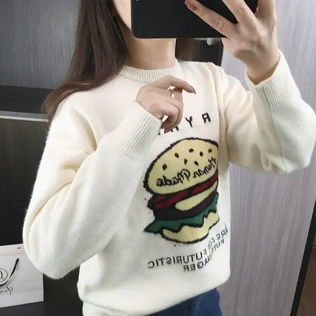 2023新款秋冬季洋气减龄针织衫女士打底衫加厚毛衣女装宽松上衣图片