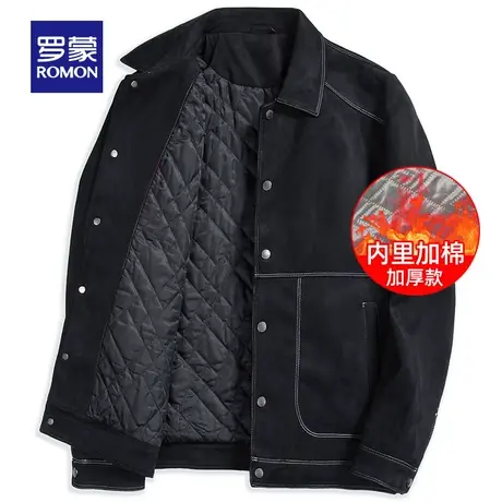 【加棉保暖】罗蒙男士短款夹克2023冬季时尚休闲潮流翻领保暖外套商品大图