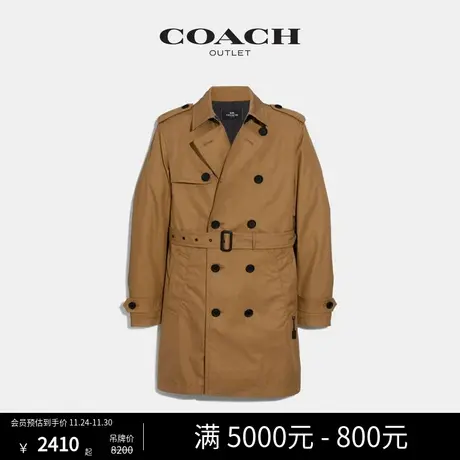 COACH/蔻驰奥莱男装男士翻领双排扣收腰风衣时尚外套图片