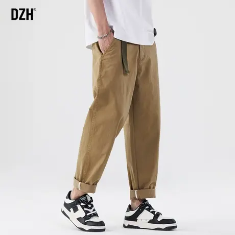 男士卡其色休闲裤男直筒工装裤子男款春秋款2024新款宽松潮牌长裤商品大图