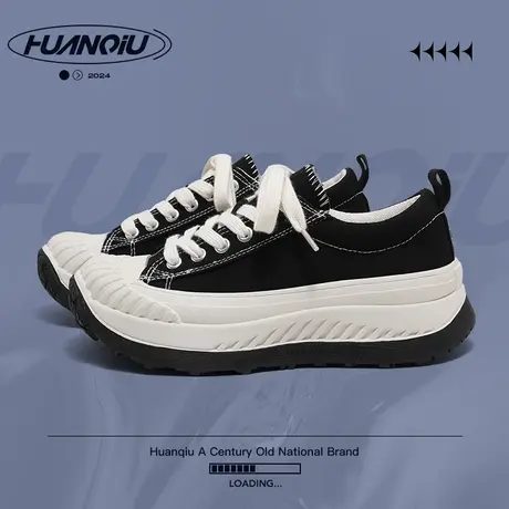 环球官方旗舰店鞋厚底帆布鞋女2024春季新款休闲百搭增高休闲鞋子商品大图