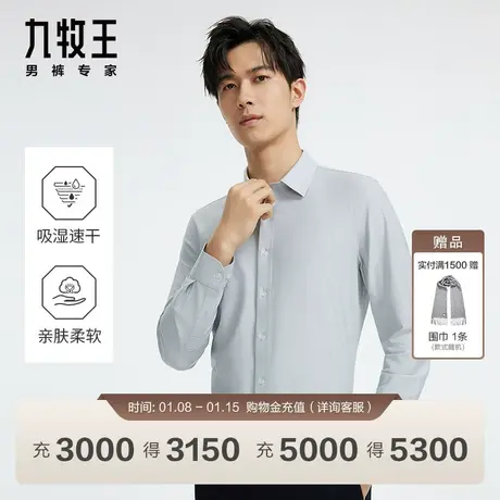 [商场同款]九牧王男装正装长袖衬衫2024春季新款舒适男士衬衣EN图片