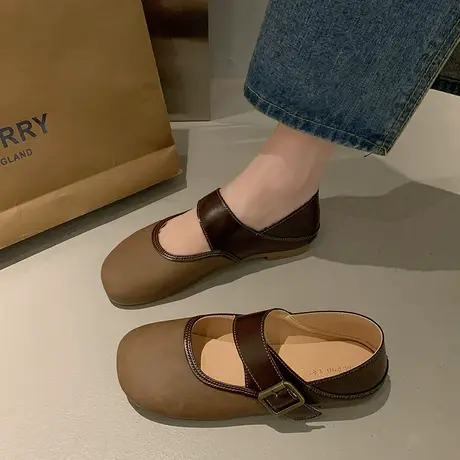 法式玛丽珍鞋女2024年春秋季新款复古百搭浅口单鞋舒适平底奶奶鞋商品大图