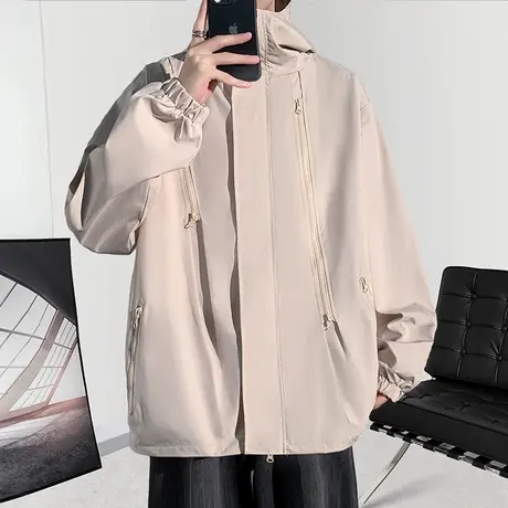 斜拉链三合一冲锋衣外套男款秋冬季美式潮牌工装夹克2024春季新款商品大图