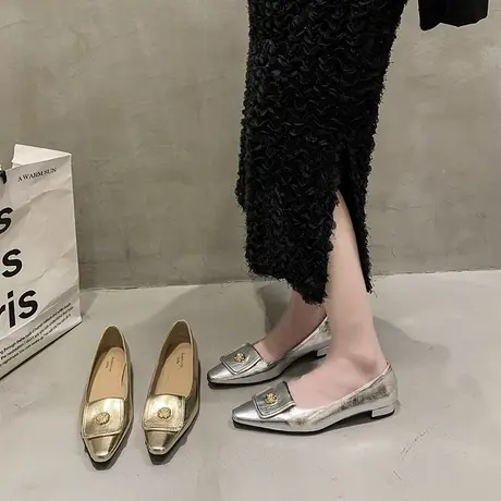 法式玛丽珍鞋女2024年春夏季新款舒适百搭工作鞋时尚尖头粗跟单鞋商品大图