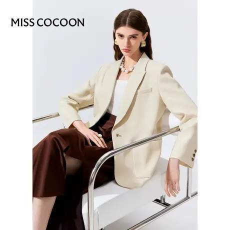 MISSCOCOON【高知touch】24春新款OVERSIZE通勤仿羊毛西装外套图片