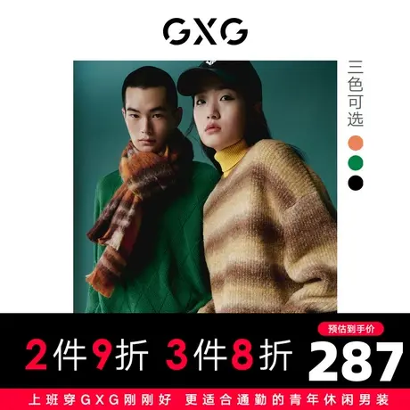 GXG男装 冬季中廓版型简约多色圆领线衫10D1201307H商品大图