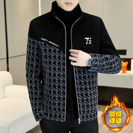 冬装男士2022新款金貂绒夹克潮牌痞帅立领加绒加厚冬款毛呢子外套商品大图