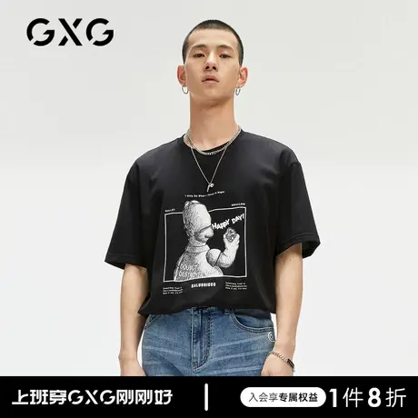 GXG男装商场同款趣味手绘印花圆领短袖T恤 22年夏热卖商品大图