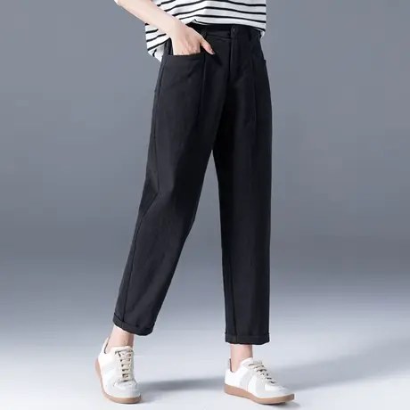 黑色裤子女春秋2023新款秋冬休闲裤春季九分萝卜裤妈妈女裤哈伦裤商品大图