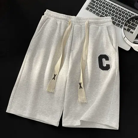 阔腿短裤女夏季薄款宽松小个子设计感高腰显瘦直筒休闲运动五分裤图片