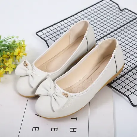 2023春秋新款百搭浅口软底圆头妈妈大码四季平底豆豆单鞋女工作鞋图片