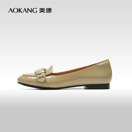 【门店发货】奥康女鞋 2023春秋季真皮气质优雅单鞋一脚蹬时尚商品大图