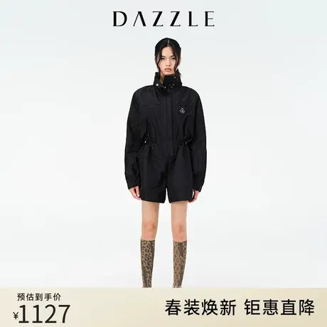 DAZZLE地素奥莱 夹克式黑色工装连体裤连体套装连体衣女图片