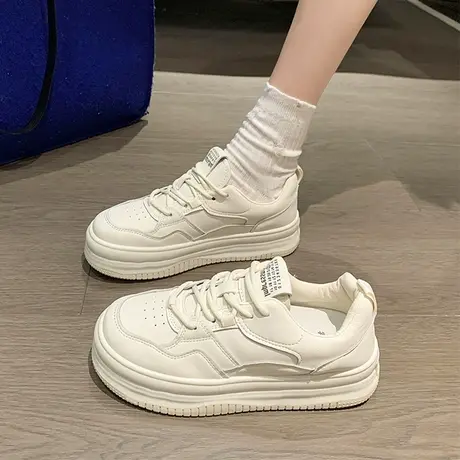 厚底小白鞋女鞋2023春季新款运动百搭透气学生鞋子女休闲面包板鞋商品大图