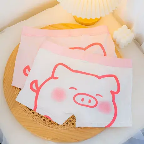 恋爱小猪~粉色男士内裤纯棉个性潮流搞怪卡通可爱春夏四角平角裤图片