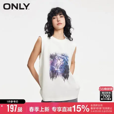 ONLY2024春季新款时尚潮流个性宽松无袖印花背心T恤女|124101047商品大图