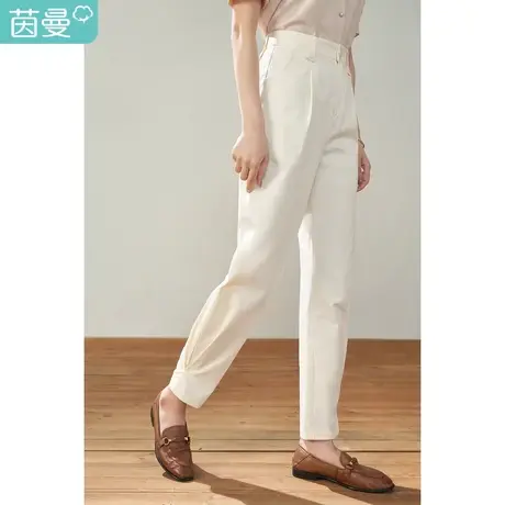 茵曼直筒休闲裤女春秋季2023年新款设计感小众百搭修身九分长裤子图片