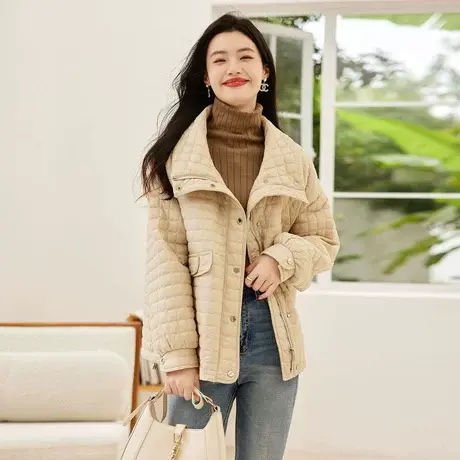 时尚气质棉服外套2022年冬季新款淑女温柔宽松显瘦通勤百搭上衣图片