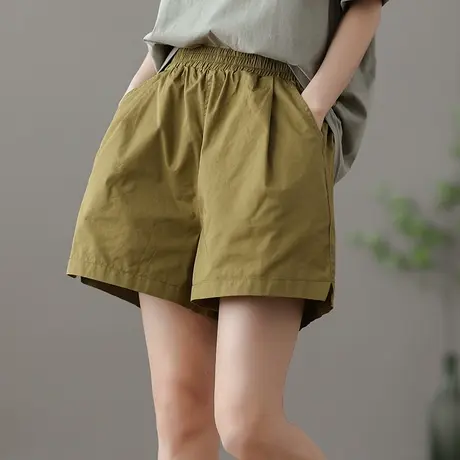 dza 高腰显瘦薄款五分裤子女士夏季短裤纯棉宽松阔腿裤工装休闲裤图片