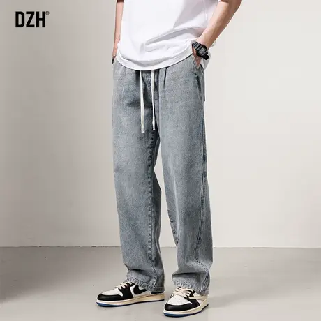 男士浅色水洗牛仔裤男直筒宽松2023年新款休闲长裤运动裤大码男裤商品大图