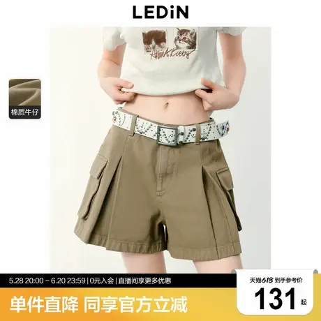 乐町工装风y2k牛仔短裤夏季辣妹少女小个子新款时尚复古洗水裤子商品大图