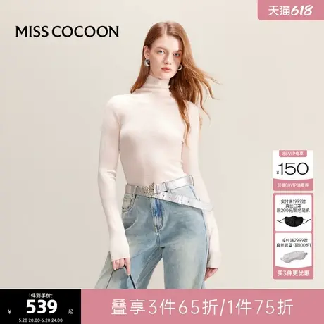 100%绵羊毛 可可尼COCOON2025春季新款慵懒毛衣上衣高领针织衫女图片