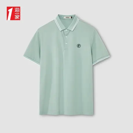 海一家撞色翻领POLO衫2025夏季新款简约大气青年男士短袖POLO衫商品大图