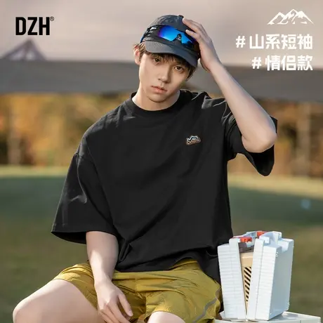 男士黑色短袖t恤男夏季纯棉2025年新款短袖美式高街宽松半袖上衣商品大图