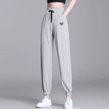 哈伦裤女薄款夏季宽松加大码休闲中年妈妈运动显瘦运动束腿长裤子图片